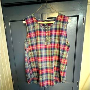 Ladies S.H.E. Sleeveless Pullover Sleeveless Blouse size L plaid